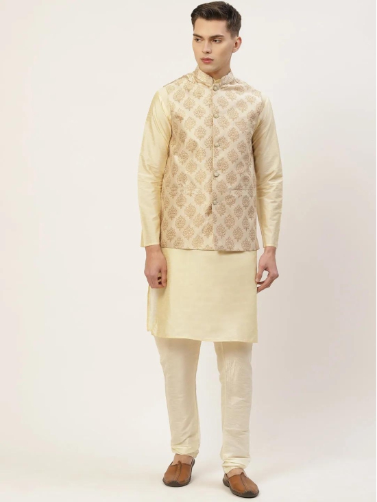 Jompers Mens Cream Printed Nehru Jacket-XL / Cream