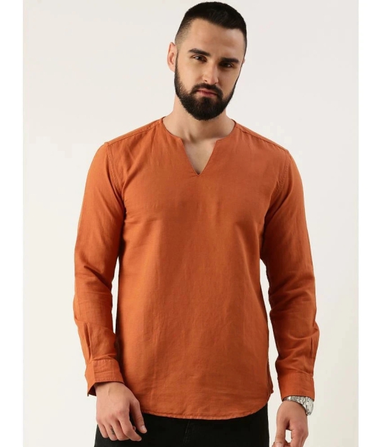 Bene Kleed Rust Cotton Blend Mens Regular Kurta ( Pack of 1 ) - None