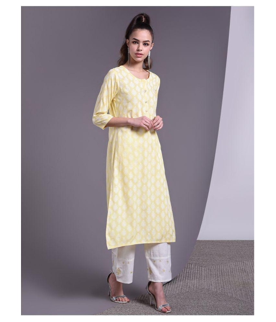 Doriya - Yellow Straight Rayon Women's Stitched Salwar Suit ( Pack of 1 ) - XL