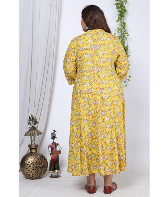 Swasti Cotton Blend Printed Anarkali Womens Kurti - Yellow ( Pack of 1 ) - None