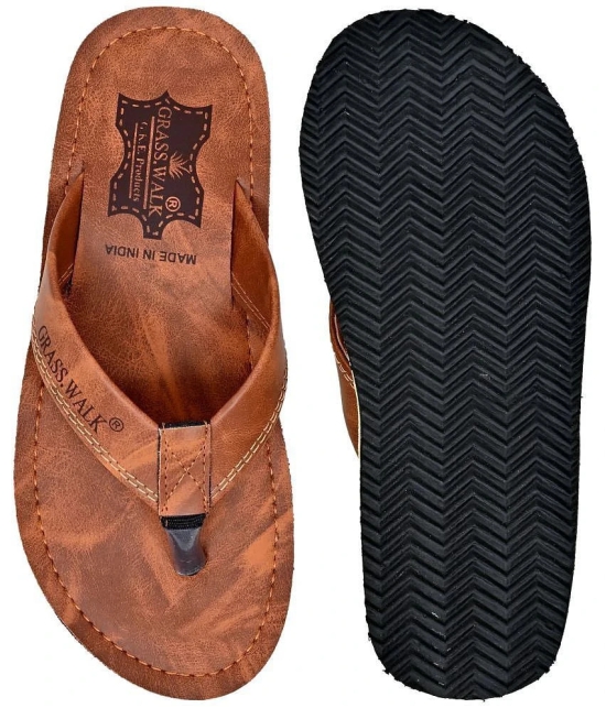 GRASS WALK - Tan Mens Thong Flip Flop - None