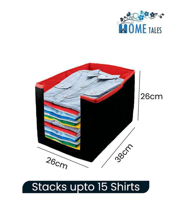 HOMETALES Non-Woven Shirt Stacker & Cloth Organizer,Black & Red (9U)