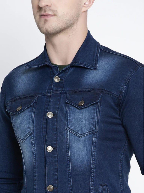 Rodamo Men Blue Solid Denim Jacket