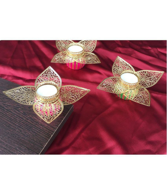 THRIFTKART Floor Brass Tea Light Holder - Pack of 2