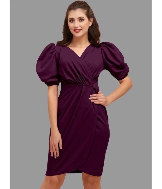 A TO Z CART Polyester Solid Knee Length Womens Bodycon Dress - Wine ( Pack of 1 ) - None