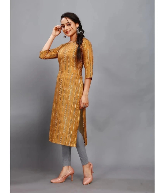 RIAANA Rayon Printed Straight Womens Kurti - Mustard ( Pack of 1 ) - None