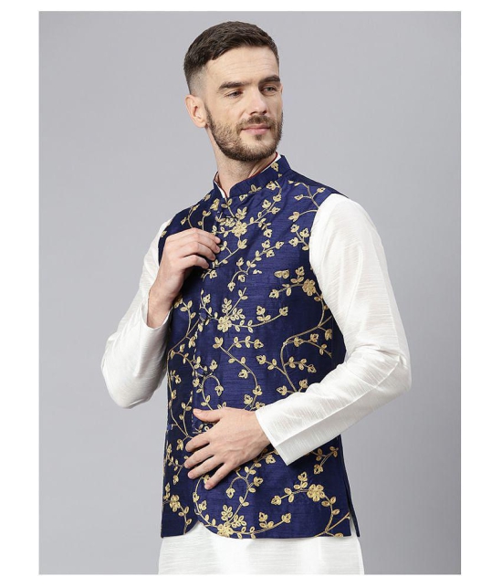 Hangup Navy Polyester Nehru Jacket Single Pack - None