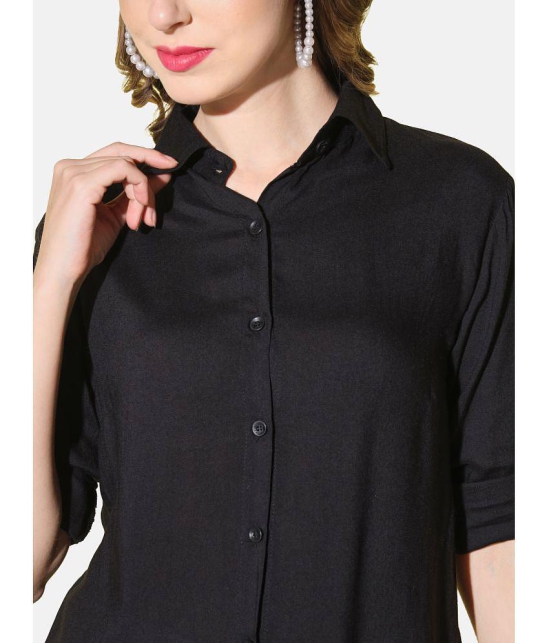 BuyNewTrend - Black Rayon Women''s Shirt Style Top ( Pack of 1 ) - None