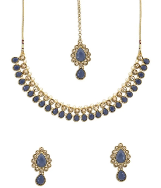 Sukkhi Alloy Blue Traditional Necklaces Set Choker - Blue