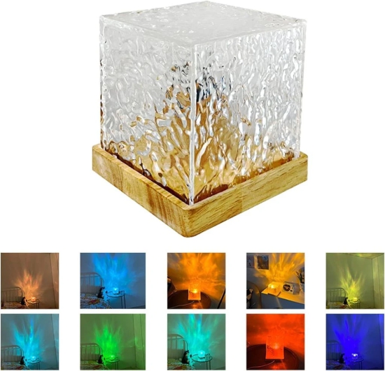 Water Ripple Night Light Color Changing Crystal Lamp Ocen Wave Projector