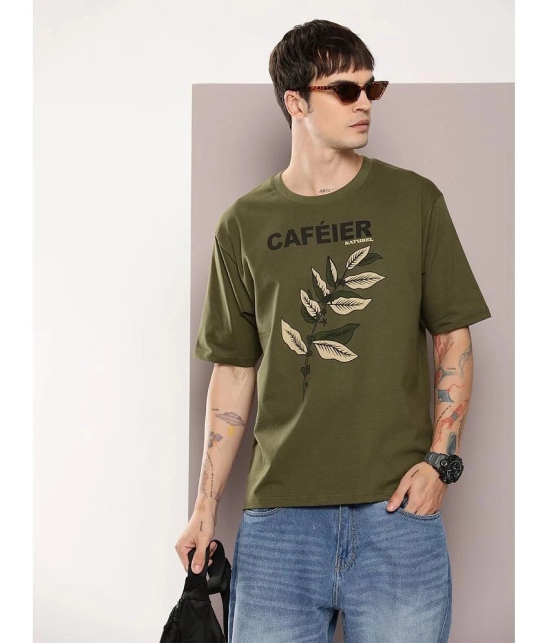 Dillinger Cotton Oversized Fit Printed Half Sleeves Mens T-Shirt - Olive ( Pack of 1 ) - None