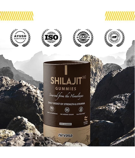 Nirvasa Shilajit Plus Gummies | To Improve Strength, Stamina & Endurance | Tamarind Flavour | 60 Shilajit Gummies