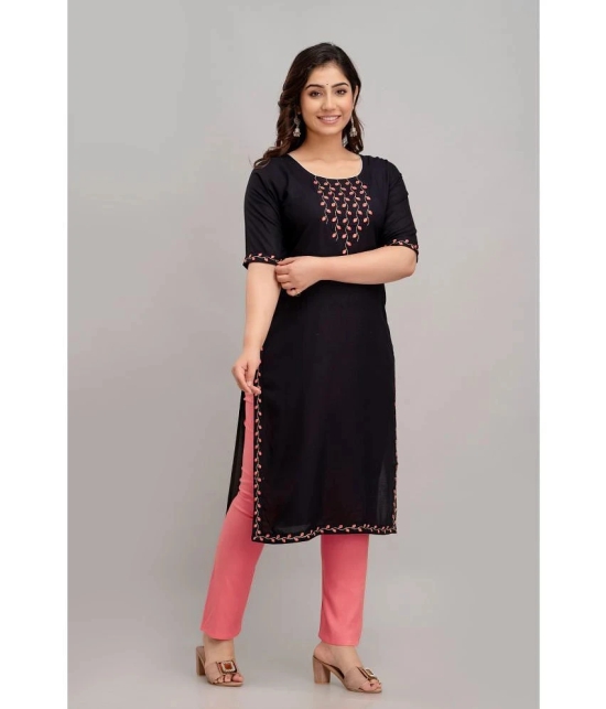 Kapadia - Black Rayon Womens Straight Kurti ( Pack of 1 ) - None