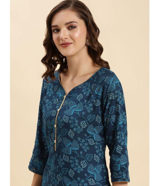 Rangita Rayon Printed Straight Womens Kurti - Blue & Yellow ( Pack of 2 ) - None