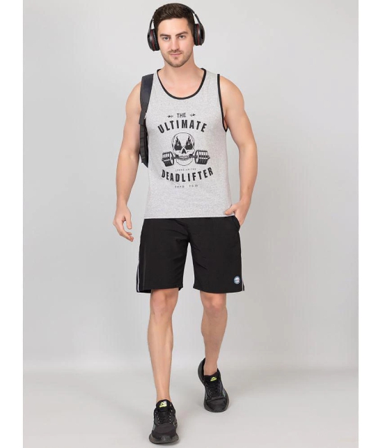 Looks United Grey Men Gym Vest Cotton Mens Vest ( Pack of 1 ) - None