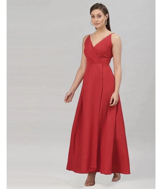 Selvia Crepe Red A- line Dress - - None