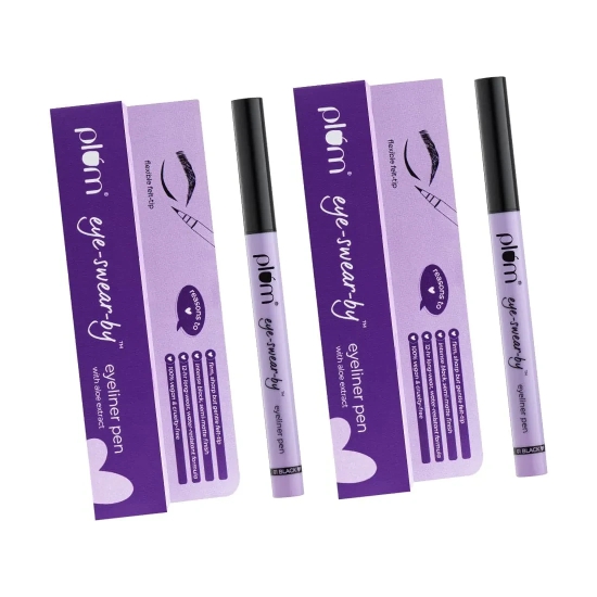 Eye-Swear-By Eyeliner Pen Twin Pack | Flexible Felt-Tip | Smudge-Proof | 100% Vegan & Cruelty Free | 01 Black