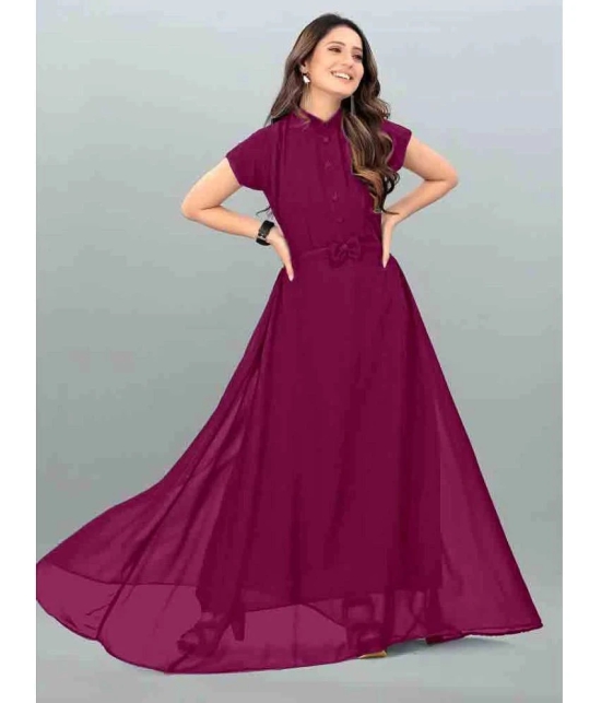 JASH CREATION - Wine Georgette Womens Gown ( Pack of 1 ) - None