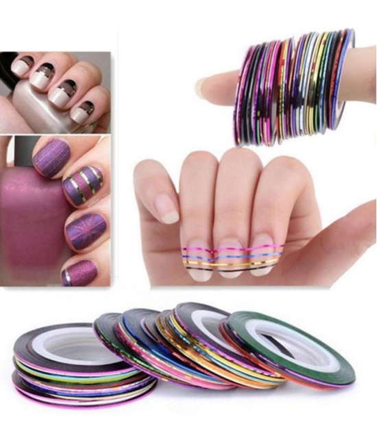 Looks United 30 X Random Color Nail Art Striping Rolls Tape Nail Sticker Nail Tip Decoration (Pack Of 30)