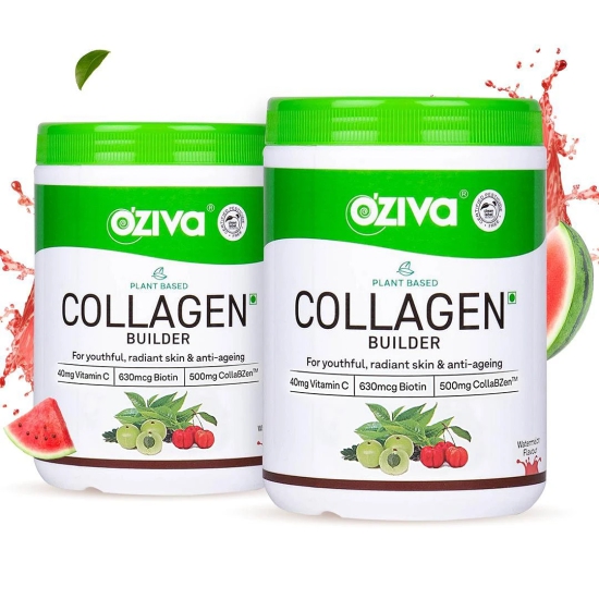 OZiva Collagen Builder for Anti-Ageing  Skin Radiance with Vitamin C Watermelon  2 x 200 g-OZiva Collagen Builder for Anti-Ageing & Skin Radiance with Vitamin C, WatermelonÂ Â (2 x 200 g)