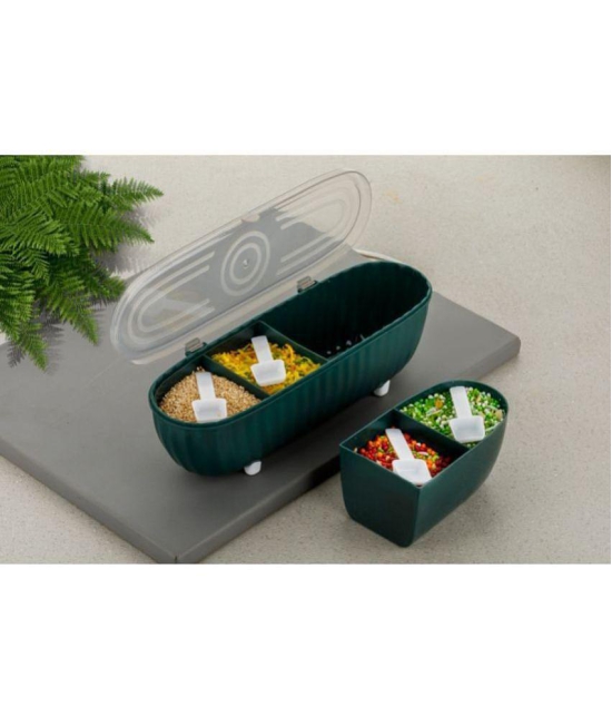 HOMETALES Dal/Pickle/DryFruit Plastic Green Spice Container ( Set of 1 ) - Green