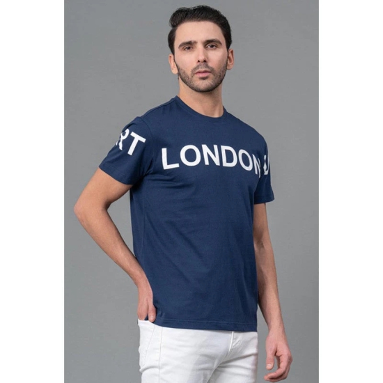 RedTape Mens Casual Round Neck Blue T-Shirt | Comfortable Half Sleeve T-Shirt | Printed Cotton T-Shirt