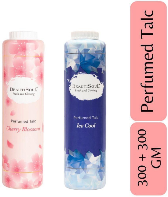 Beautisoul Body Talcum Powder Cherry Blossom and Ice Cool Talc 300 gm Pack of 2