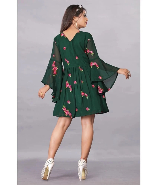 Apnisha - Georgette Green Womens Fit And Flare Dress ( Pack of 1 ) - None