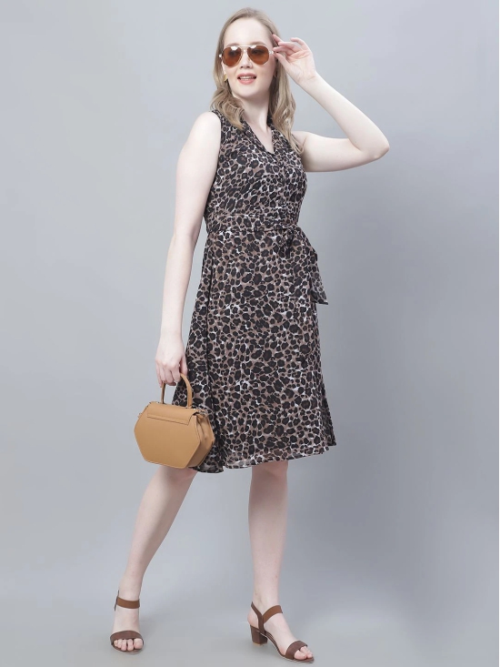 MINI & MING Women Animal Print Georgette Fit & Flare Dress