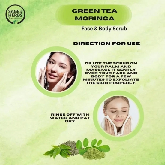 Green Tea Moringa Face & Body Scrub-200 g