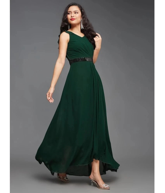 Miss Chase Polyester Solid Full Length Womens Wrap Dress - Green ( Pack of 1 ) - None