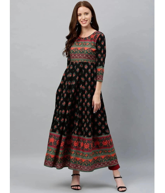 KIPEK - Black Cotton Womens Anarkali Kurti ( Pack of 1 ) - None