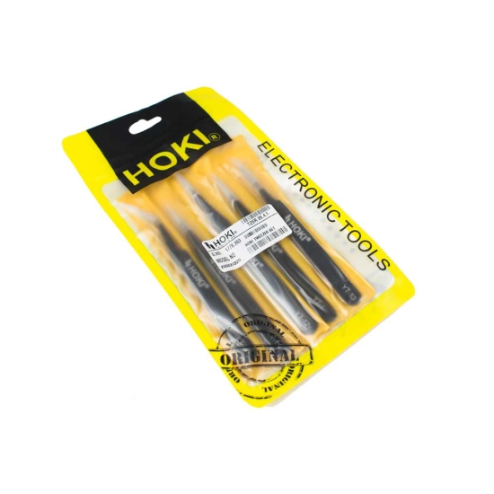 HOKI Anti-static Stainless Steel ESD Precision Tweezers Set (Black)