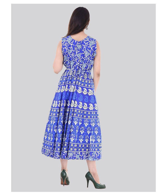 Rangun Cotton Blue A- line Dress - XL