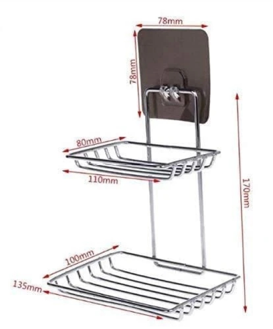 Uttamrobotics Soap Dish Holder-Wall Mounted Double Layered  Stainless Steel Soaps Storage Rack with Hook