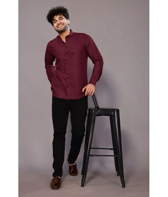 Anand Cotton Blend Regular Fit Solids Full Sleeves Mens Casual Shirt - Maroon ( Pack of 1 ) - None