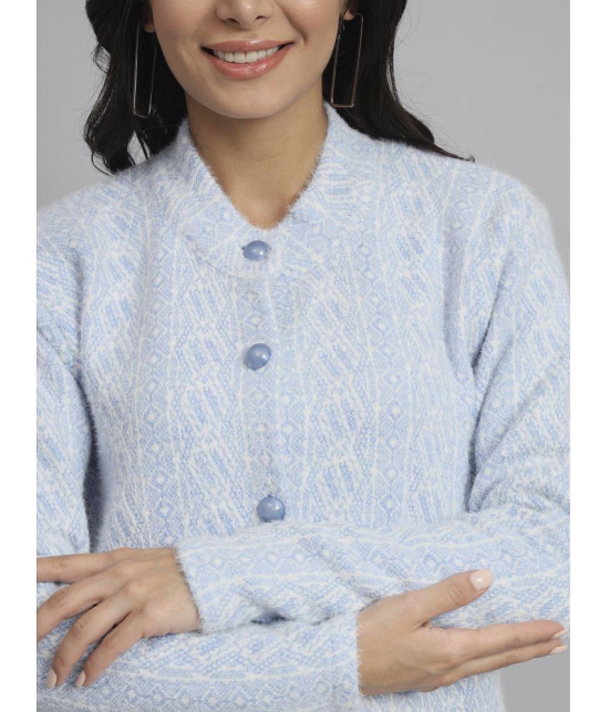 eWools.in Woollen Round Neck Women''s Buttoned Cardigans - Blue ( ) - None