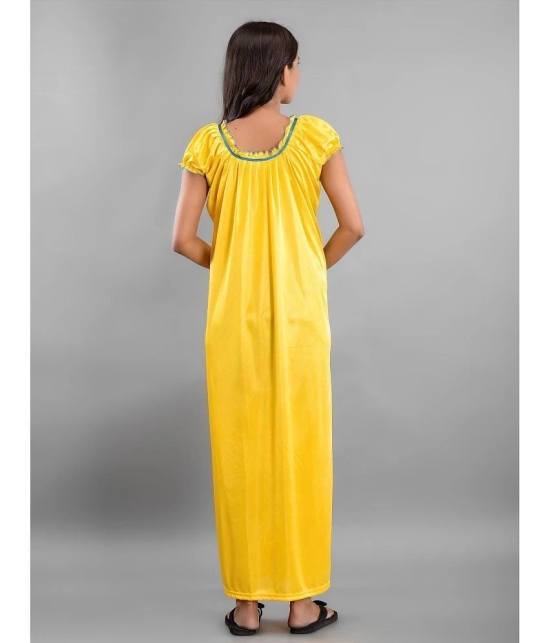 Anjaneya Creations - Yellow Satin Womens Nightwear Nighty & Night Gowns ( Pack of 1 ) - None