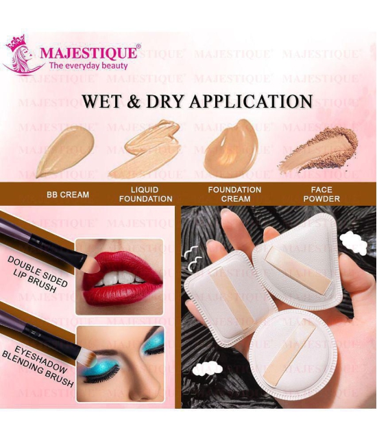 Majestique Makeup Sponge and Brush Set, Sponges with Lip and Eyeshadow Brushes, 5 Pcs