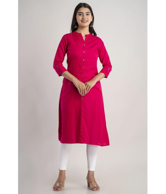 MAUKA - Pink Rayon Womens Front Slit Kurti ( Pack of 1 ) - None