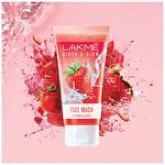 Lakme Blush & Glow Face Wash - With Vitamin C, Makes Skin Even Toned, Strawberry Blast, 50 G