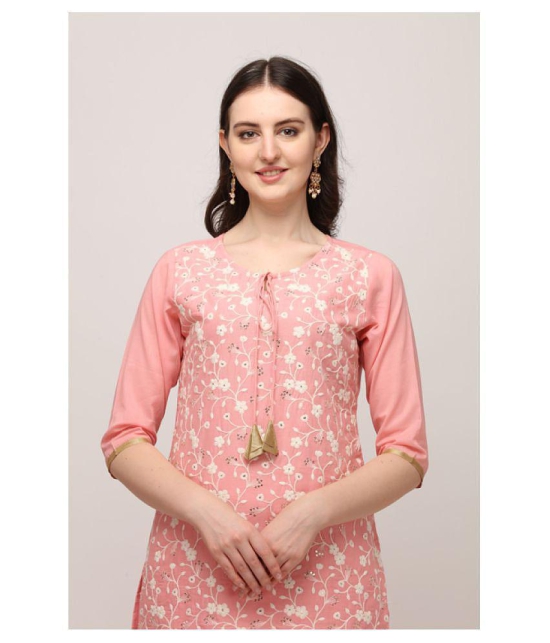 Berrylicious Pink Cotton Straight Kurti - - L