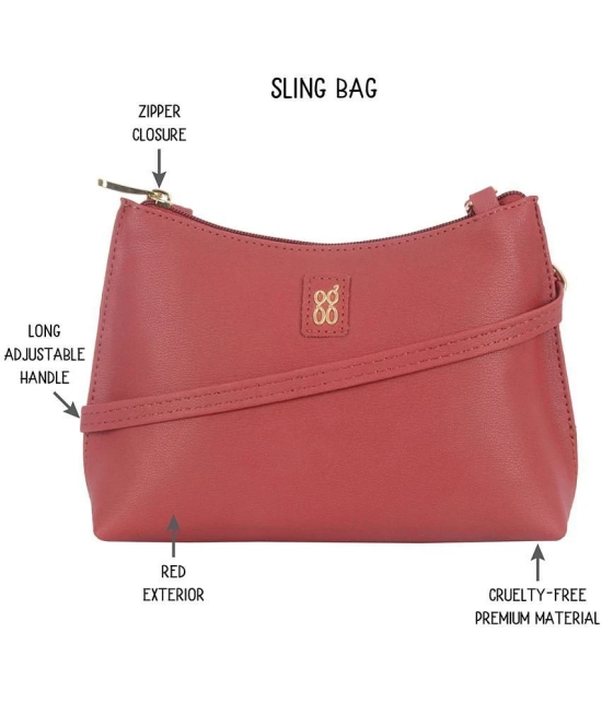 Baggit Red Faux Leather Sling Bag - Red