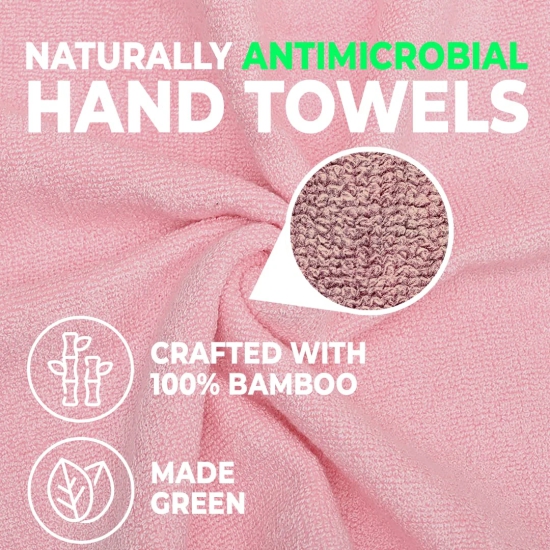 The Better Home Bamboo Face Hand Towel 60cmx40cm 600gsm  Small Bath Towel  Soft Anti-Odour High Absorbency Spa Towel for Men Women Gym  Quick Dry Towel  Micro Fiber Wash Basin Towels Pink-The Bet