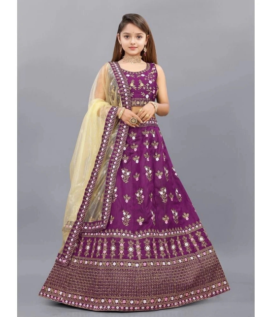 A TO Z CART Purple Silk Girls Lehenga Choli Set ( Pack of 1 ) - None