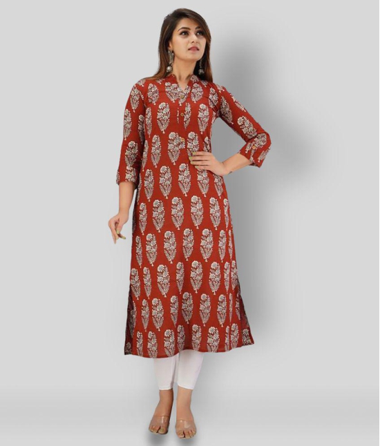 SVARCHI - Maroon Cotton Women''s Straight Kurti ( Pack of 1 ) - XL