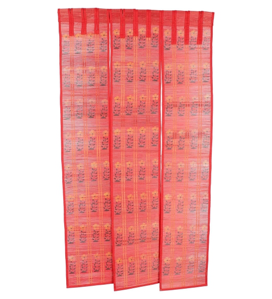 Three Panel Bamboo Curtain - Red-9 ft length