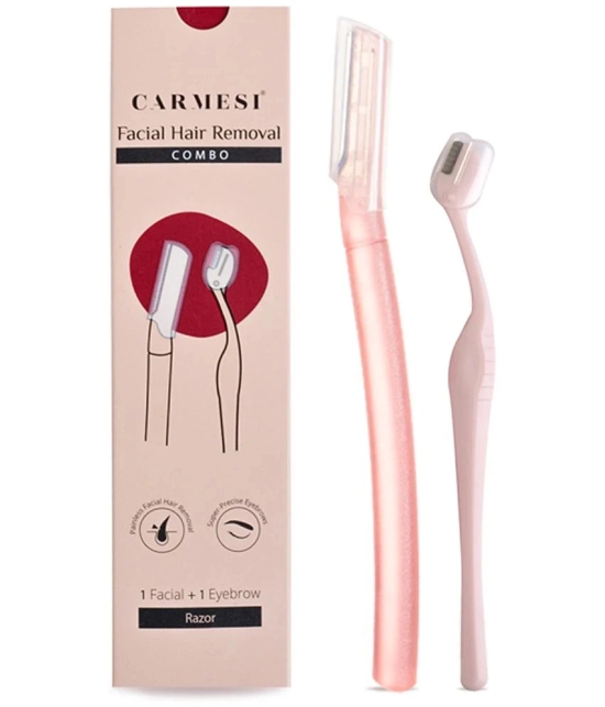 Carmesi Natural Facial Hair Removal Combo | Pack of 1 Facial Razor & 1 Eyebrow Razor (Pack of 2)