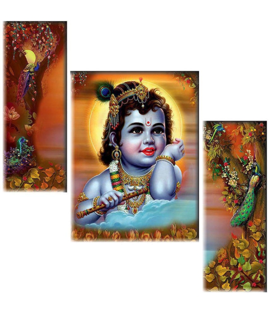 Saf krishna modern art Set of 3 MDF Painting Without Frame