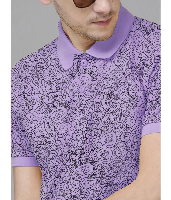 ADORATE Cotton Blend Regular Fit Printed Half Sleeves Men's Polo T Shirt - Lavender ( Pack of 1 ) - None